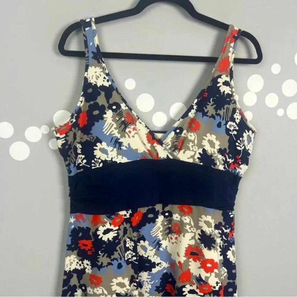 Patagonia Margot Sleeveless Dress Dew Drop Floral Organic Cotton Blue XL - Picture 3 of 6